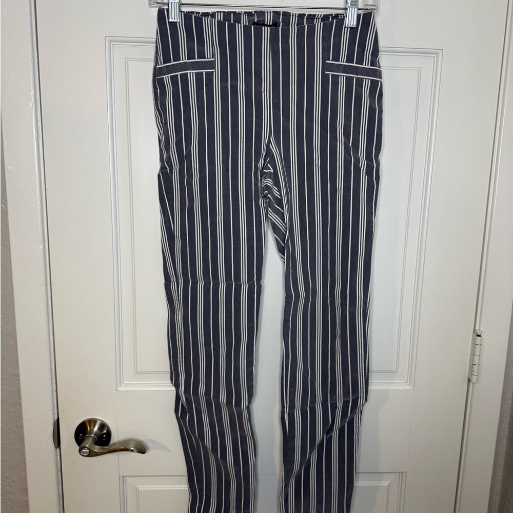 Striped Womens Dress Pants - Gray and White
